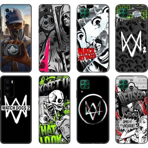 Black tpu Case For Huawei P30 Lite P30 Pro P40 Case For Huawei P40 LITE E P Smart 2020 Case Cover Watch Dogs 2 Dedsec