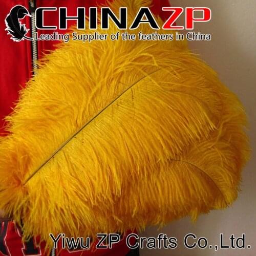 CHINAZP Factory Size 40~45cm(16~18inch) 50pcs/lot Cheap Wholesale Dyed Gold Ostrich Feathers