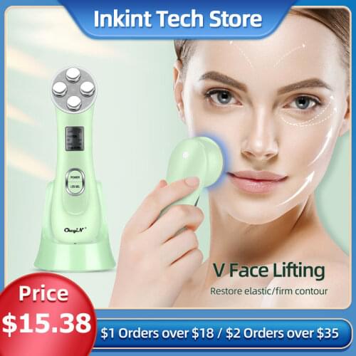 Ultrasonic Face Cleaning Machine Skin Scrubber Pore Cleaner + LED Photon Rejuvenation RF Beauty Device Whitening Firming Lifting