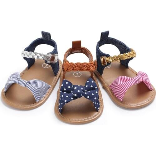 Baby summer girls shoes first walker polka dot bow soft bottom artificial PU female baby fashion simple baby shoes