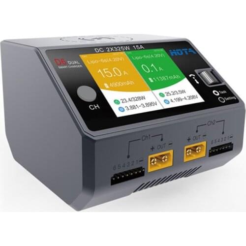HOTA D6 Dual/Pro Smart Charger AC200W DC650W 15A for Lipo LiIon NiMH Battery with iPhone Samsung Wireless Charging
