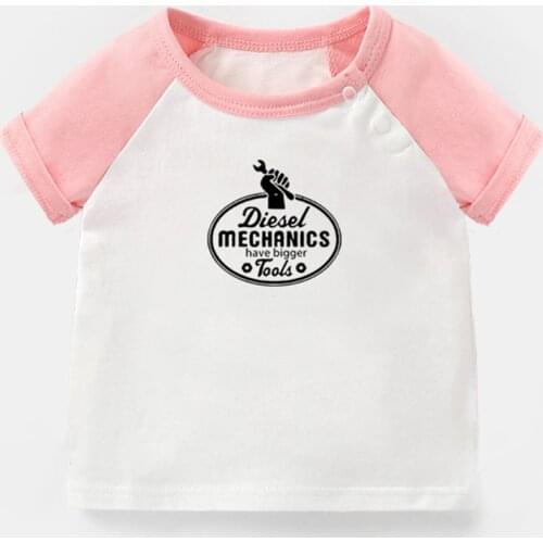 IDzn Diesel Mechanics Have Bigger Tools Eight Ball Design Newborn Baby T-shirts Toddler Graphic Raglan Short Sleeve Tee Tops