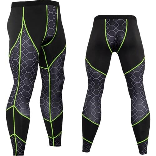 Compression Sports Running Tights New 2021 Printed Patchwork Soccer Pants Tights Elastic Quick Dry Men Fitness Leggings