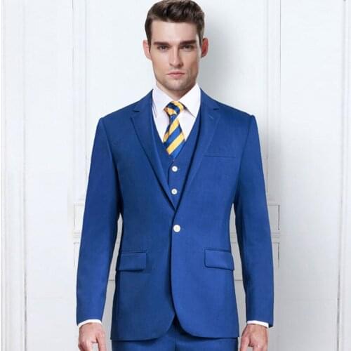 Royal Blue Men Suits Wedding Suits Man Blazers Terno Masculino Custom Made Slim Fit Groom Tuxedo 3Piece Pants Vest Jacket