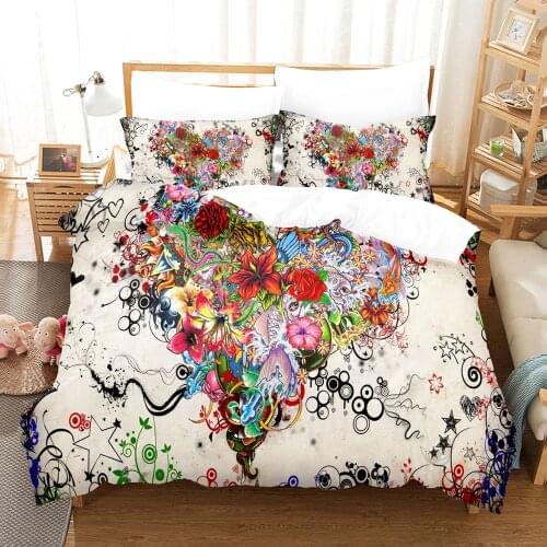 Colorful Flowers Duvet Cover Design Bedding Set Soft Comforter Cover Printed Bedspread For Adults Women Luxury Bedclothes