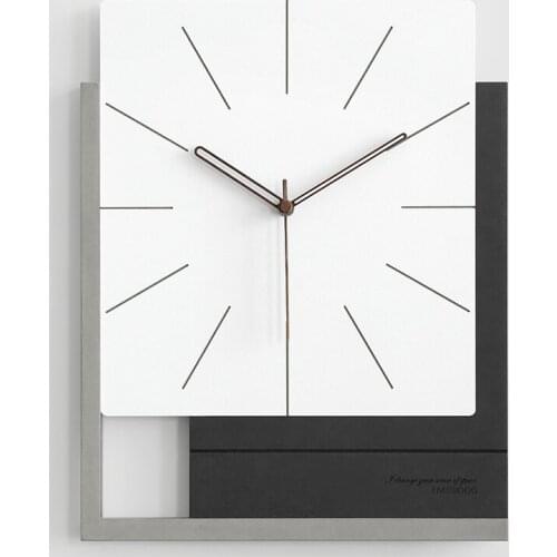 Square Minimalist Wall Clock Living Room Nordic Luxury Clock Wall Modern Black White Wandklokken Mute Art Unique Wall Watch W6C