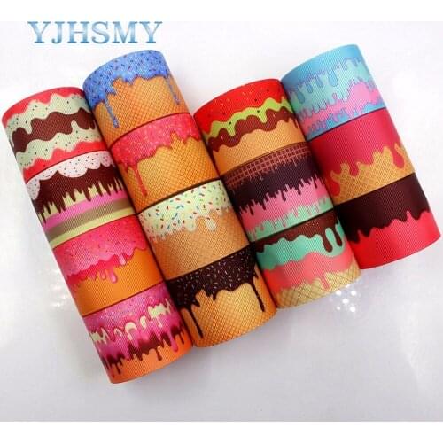 YJHSMY C-171121-486,38 mm 5 Yards Cream lava series Ribbons Thermal transfer Printed grosgrain,clothing Accessories DIY material