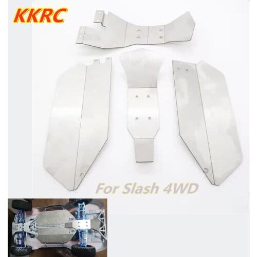1 set Stainless Steel Metal Bumper Chassis Armor Protection Skid Plate For 1/10 RC Car Traxxas Slash 4WD