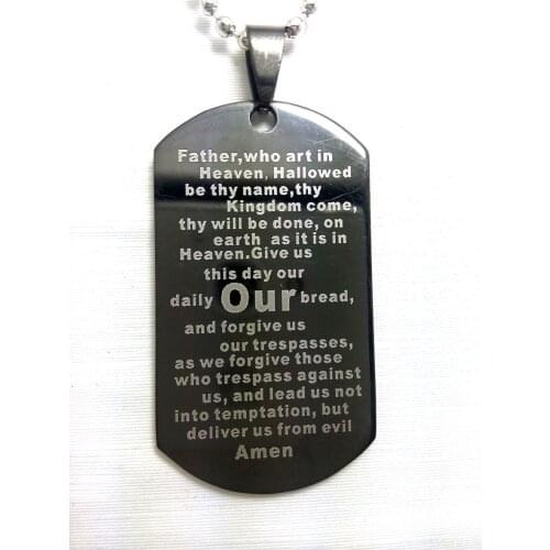 Custom high quality religious lords prayer Bible pendant necklace Jewelry dog tag wholesale