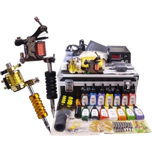 Tattoo set profesional in tattoo kits cosmetic makeup permanent gun kit for beginner
