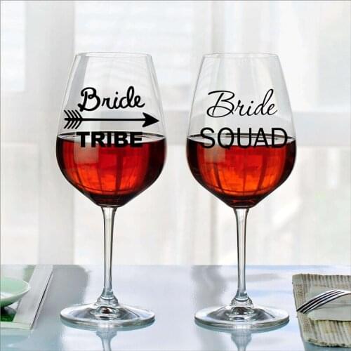 Bride Tribe/Bride Squad Wedding Glass Vinyl Wall Sticker For Wedding Party Birthday Festivals Decal Waterproof Removable Sticker