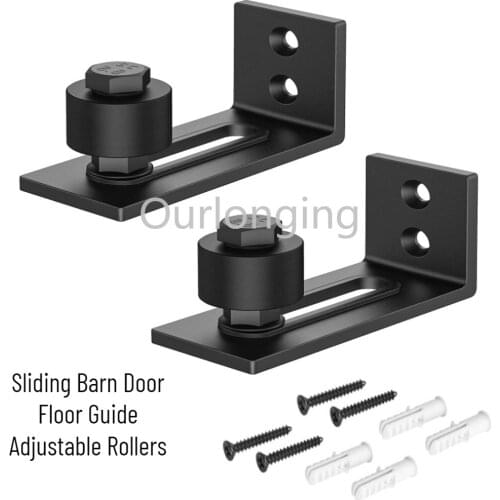 2PCS Sliding Barn Door Floor Guide Adjustable Rollers Flush Bottom Design Barn Door Floor Guide Heavy Duty Flush to Floor