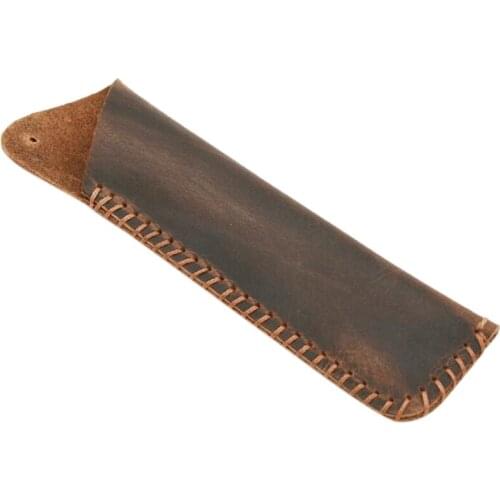 Genuine Leather Double Pen Sleeve Case Holder Pouch Cover for 2 Pen Handmade Vintage (Brown)