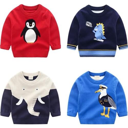 New 2020 Kids Children Pullover Sweater Autumn Winter Boys Cute Cartoon O-neck Knitted Jumper Sweaters Tops Clothing