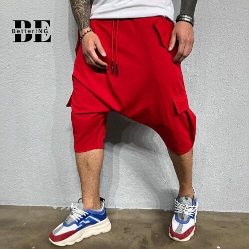 2021 mens new hip hop fashion pants Europe and America loose solid color street mens sports casual Harlan cropped trousers