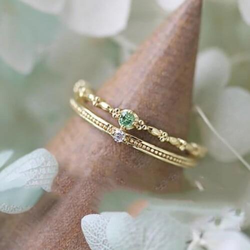 Original new silver inlaid crystal double opening adjustable ring national style retro compact charm ladies brand jewelry