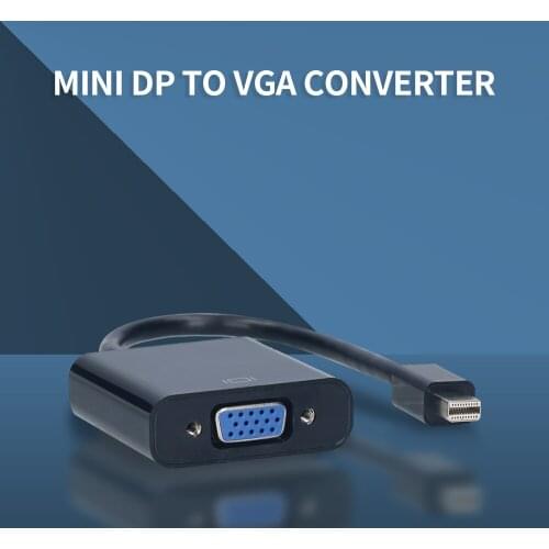 Mini DP to VGA Converter Adapter with HD 1080P Resolution ABS Shell Plug and Play for Monitor Projector TV Black