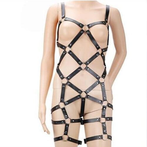 HARNESS Harajuku Handmade Erotic Accessories Leather Garters for Women Body Bondage Adjustable Suspender Belts Women Harness
