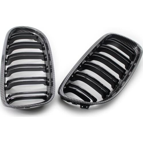 A Pair Car Front Bumper Grill For BMW E90 E91 3 Series 320i 325i 328i 330i 2009-2012 Carbon Fiber Look Front Kidney Grille