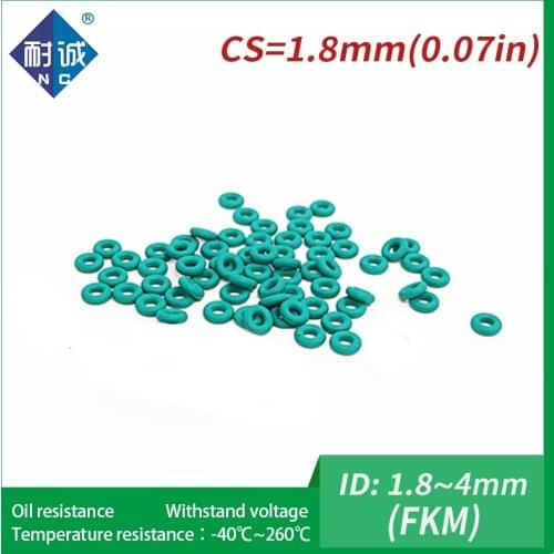 5PC/lot Rubber Ring Green FKM O ring Seals Thickness 1.8mm ID1.8/2/2.24/2.5/2.8/3.15/3.55/3.75/4mm Rubber O-Rings Fuel Washer
