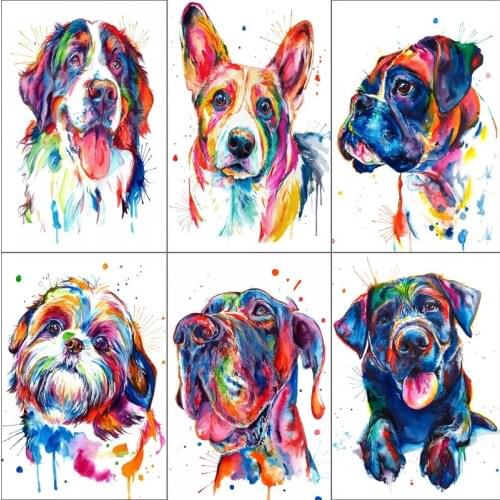5D DIY square/round Diamond Painting Watercolor dog Cross Stitch Diamond Embroidery Pattern Rhinestone painting for kids