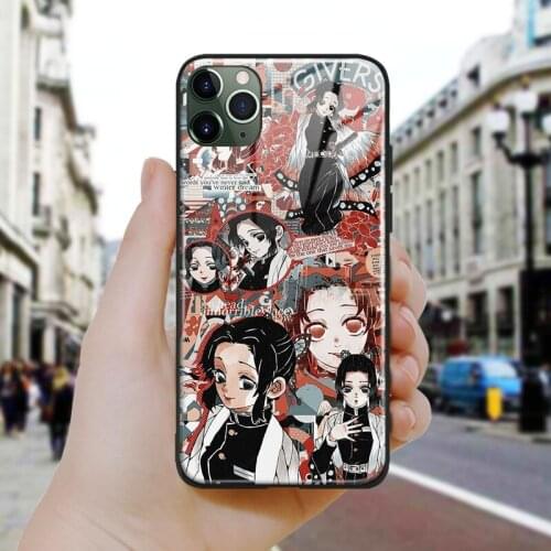 Shinobu Kimetsu no Yaiba anime Soft Silicone Glass Phone Case Cover Shell For iPhone SE 6 6s 7 8 Plus X XR XS 11 12 Mini Pro Max