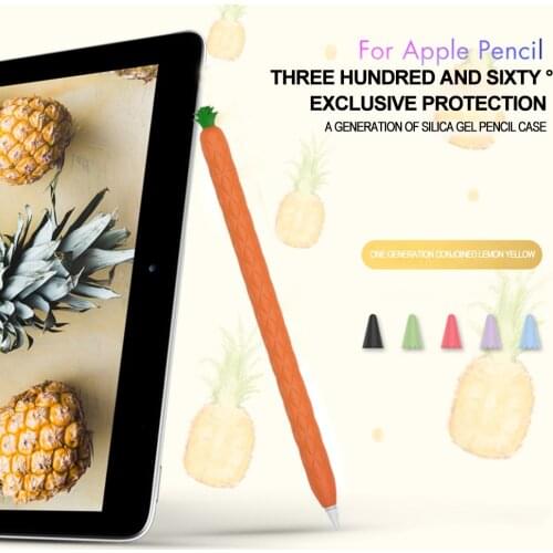 Cute Pineapple Soft Silicone Cap Holder Cover for Apple Pencil 1 2 Accessories Tablet Touch Stylus Pen Protective Case
