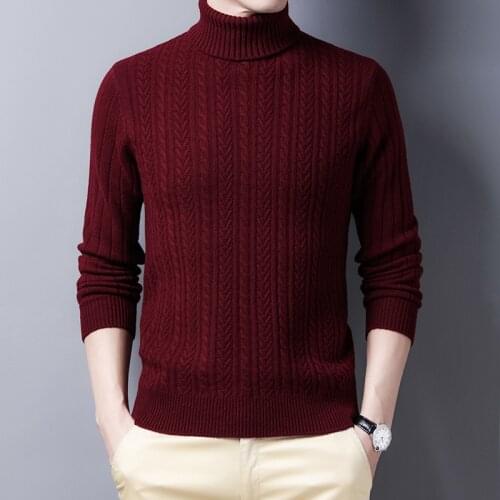 Winter turtleneck sweater mens High Quality 100% Merino Wool Pullover Men Thick warm casual solid color Homme sweater 2020