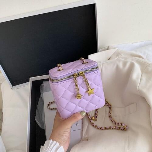 Candy Color Plaid Shoulder bags For Women 2020 Casual Mini Square Box Messenger Bag Chain Fashion Crossbody HandBags Purse