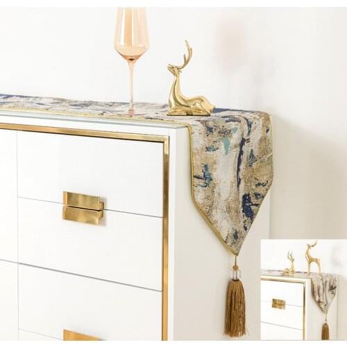32x210cm abstract painting style jacquard table runner dustproof blue/coffee table towel mat cabinet cloth furniture cover