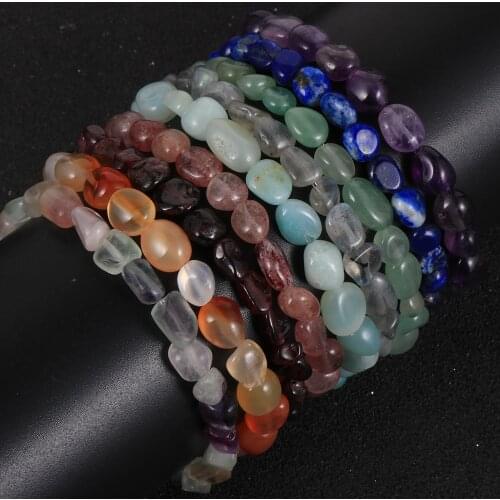 Women Irregular Natural Stone Tanglin Amethysts Bracelets Green Labradorite Crystal Garnet Agates Fluorite Beaded Bangle Jewelry