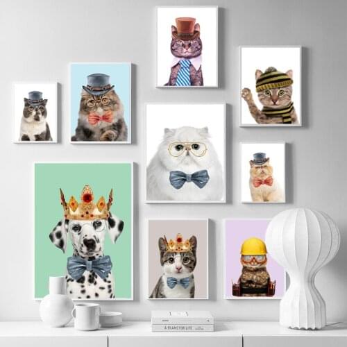 Animal Cat Dog Canvas Painting Child Posters Nursery Wall Art Picture Prints Nordic Kid Baby Bedroom Kindergarten Home Decor