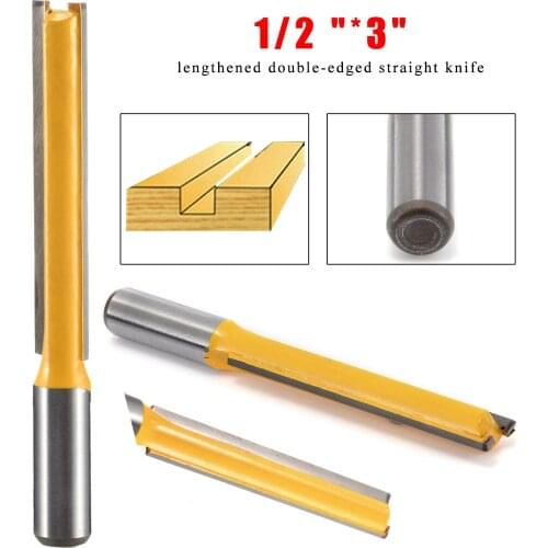 1Pcs 1/2" Shank Extra Long Flush Trim Straight Router Bit 3" Blade 1/2" Cutting Diameter DIY Wood Working Tool Milling Cutter