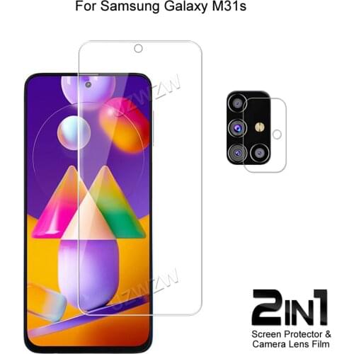 2 in 1 For Samsung Galaxy M31s Camera Lens Film & Screen Protector Guard Protective HD Tempered Glass Explosion Proof