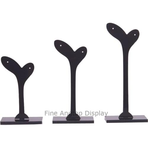 3 pcs/set Black Leaf Shaped Acrylic Earrings Display Stand Jewelry Organizer Holder Removable Different Height Jewelry Display