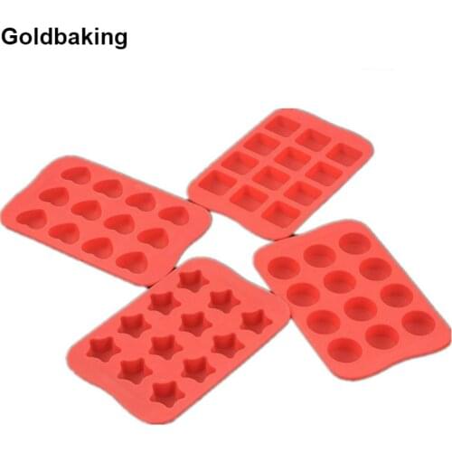 4 Pieces Silicone Chocolate Mold Small Star Square Heart Round Jelly Candy Maker Tray Cake Moulds