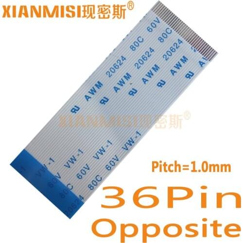 36Pin Flexible Flat Cable FFC Opposite Side 1.0mm Pitch AWM 20624 80C 60V Length 40cm 45cm 50cm 60cm 80cm 1M 2M 1.5M 3M 5PCS