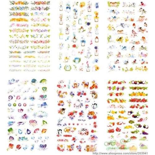 6sheets/lot Flower Cat Series PET Sticker SET Decoration Label Scrapbooking Stickers Office School Supplies