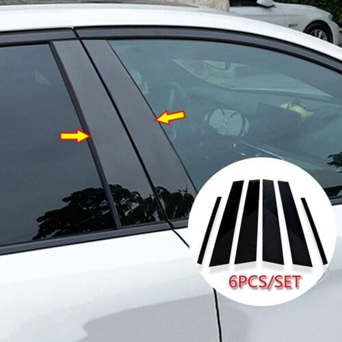 6Pcs Car Mirror Effect Window Pillar Post Cover Trim Moulding For Mazda 6 Middle Column Strip Sticker