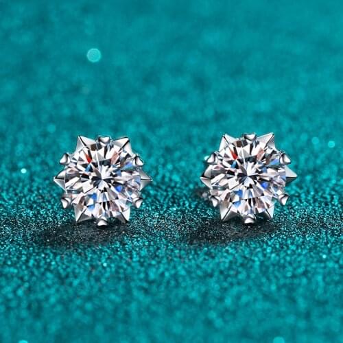 BOEYCJR 925 Silver 0.5/1ct F color Moissanite VVS Fine Jewelry Diamond Stud Earring With national certificate for Women Gift