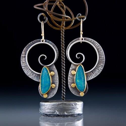 Big disc Spiral Snails Dot Wave spiral Pendant Earrings Bohemian style Jewelry Retro Glamour Earrings Women Fashion Gift O3D376