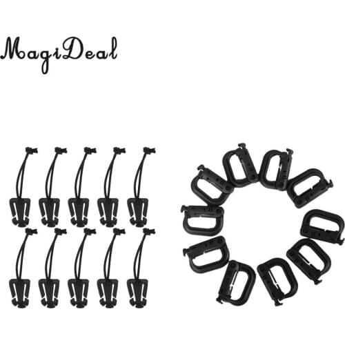 MagiDeal Webbing Keychain Carabiner D-ring Clip Molle Webbing Buckle Elastic Rope Camping Hike Backpacking Outdoor