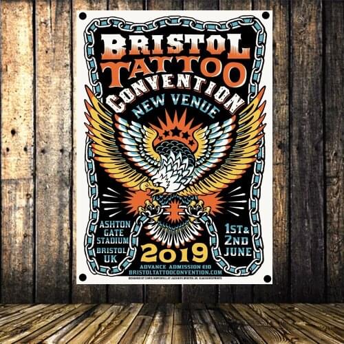 BRISTOL TATTOO Flag Banner Poster Home Decoration Hanging Flag 4 Gromments in Corners Canvas Painting Tapestry Wall Art Mural