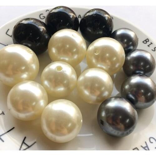 Acrylic big size Imitation pearl DIY Beads black beige For Exaggeration Jewelry Making Needlework Accessories 24mm25mm30mm