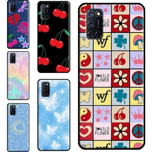 Cherry Pop Butterfly Burning Love Case For OPPO A91 A93 A83 A15 A31 A53 A9 A5 2020 F5 Find X3 Pro A52 A72 A3S A5S Cover Capa