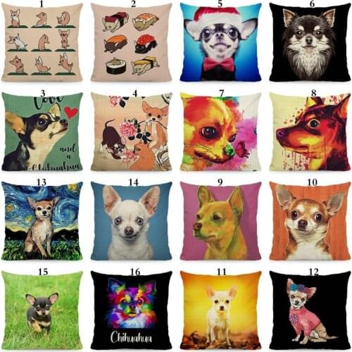 XUNYU Chihuahua Dog Cushion Cover Decorative Sofa Pillow Case Seat Car Home Decor Throw Pillowcase 45x45cm DWG019