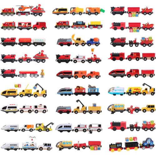 Kids electric Magnetic train toy fire scene rescue Road rescue set childrens track game scene compatible with wood train tracks
