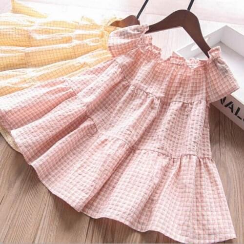 Girls ruffles collar plaid cotton princess dress wholesale baby girl dresses kids clothes