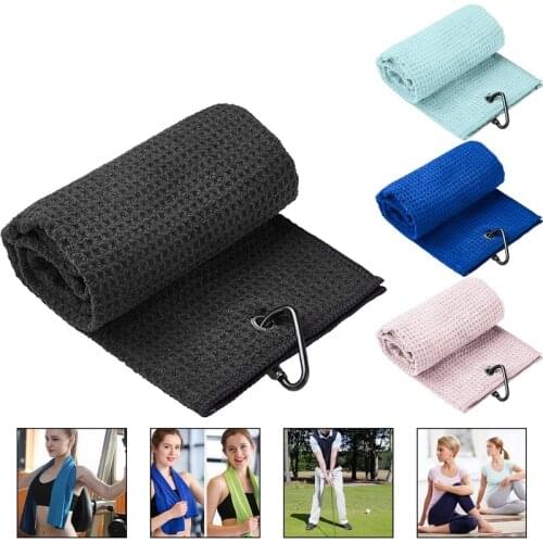 Golf Towel Waffle Pattern Cotton With Carabiner Cleaning Towels Microfiber Hook Cleans Clubs Balls Hands
