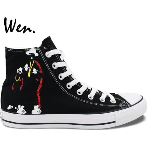 Wen Black Hand Painted Shoes African American Band Birthday Gifts Men Womens High Top Canvas Sneakers